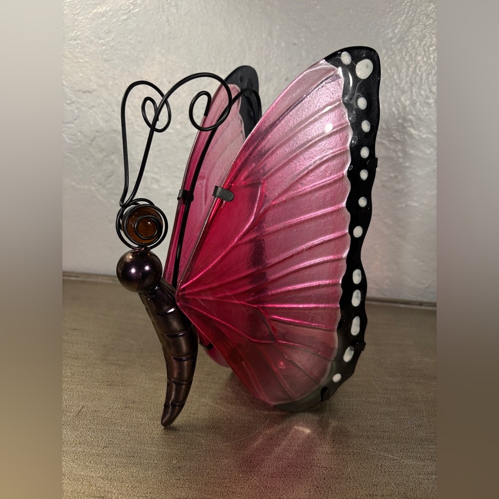 Pink and Black Butterfly Solar LED Light